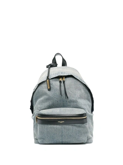 Shop Saint Laurent City Denim Backpack In Blue