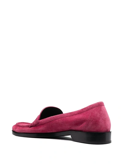 Shop Saint Laurent Suede Penny Loafers In Pink