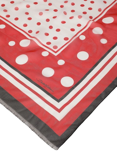 Shop Dolce & Gabbana Polka-dot Silk Scarf In Red