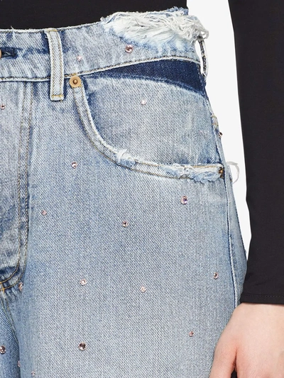 Shop Miu Miu Frayed Wide-leg Jeans In Blue