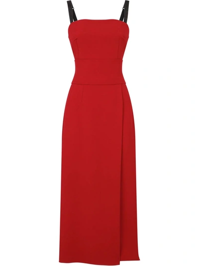 Shop Dolce & Gabbana Cady Slit Midi Dress In Red