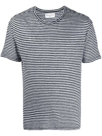 Shop Officine Generale Horizontal Stripe Print T-shirt In Black