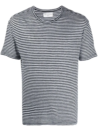 Officine Generale Horizontal Stripe Print T-shirt In Black