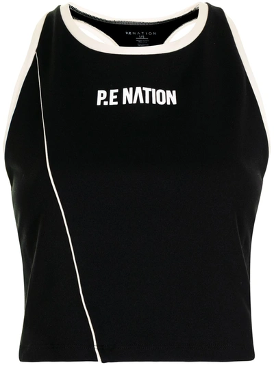 Shop P.e Nation Cropped Racerback Vest In Black