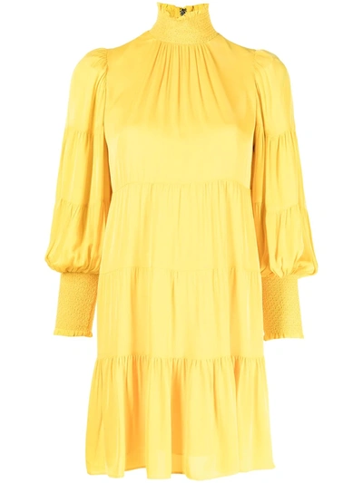 Shop Alice And Olivia Karena Tiered Mini Dress In Yellow