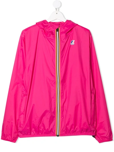 Shop K-way Teen Hooded Zip-up Jacket In Pink