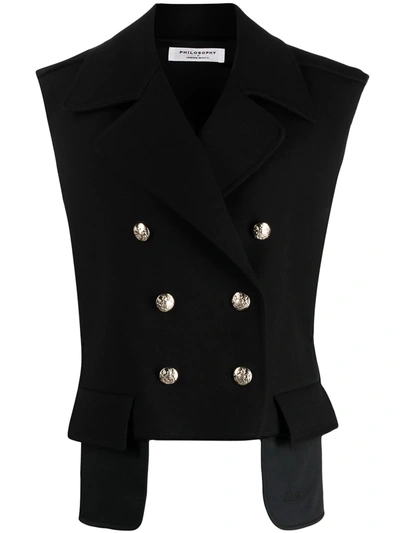 Shop Philosophy Di Lorenzo Serafini Double-breasted Sleeveless Jacket In Black