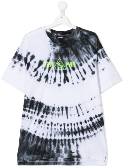 Shop Diesel Teen Tie-dye Print T-shirt In White