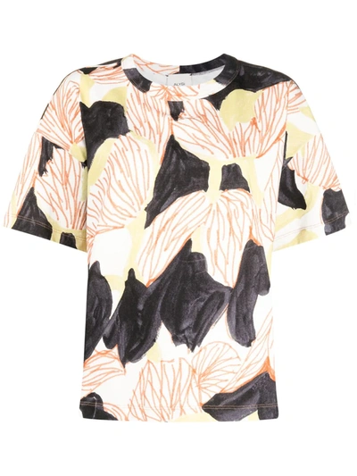 Shop Alysi Floral-print T-shirt In Neutrals