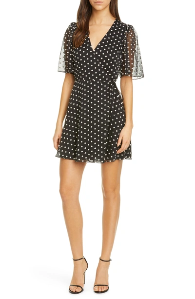 Shop Alice And Olivia Sandra Angel Floral Wrap Dress In Blk Wht