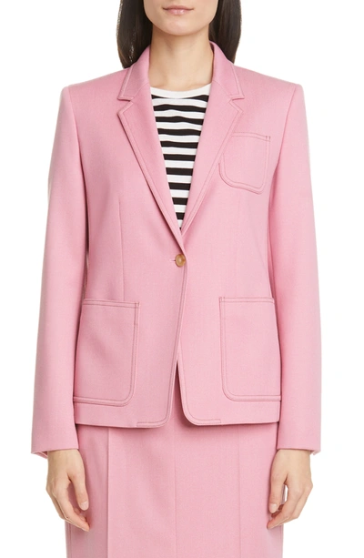 Shop Max Mara Berlina Topstitch Wool Jacket In Pink