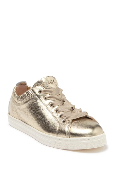 Shop Agl Attilio Giusti Leombruni Metallic Leather Sneaker In Gold Metallic