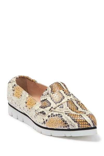 Shop Agl Attilio Giusti Leombruni Snakeskin Embossed Leather Penny Loafer In Yellow Snakeprint
