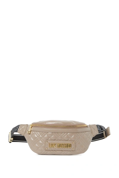 Shop Love Moschino Borsa Quilted Nappa Grigio Belt Bag In Gray
