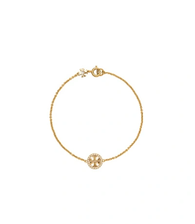 Shop Tory Burch Miller Pavé Chain Bracelet In Tory Gold/crystal