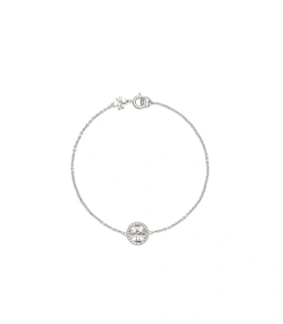Shop Tory Burch Miller Pavé Chain Bracelet In Tory Silver/crystal