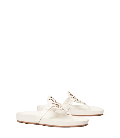 Tory Burch Miller Cloud Leather Thong Sandals In Butter Yellow