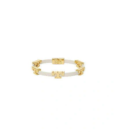 Shop Tory Burch Serif-t Single-wrap Bracelet In Tory Gold / New Ivory