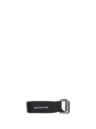 Shop Balenciaga Logo Belt In Black