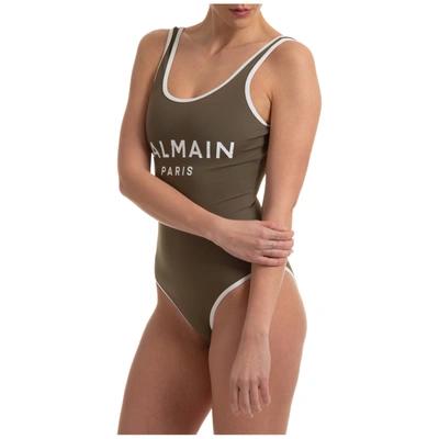 Shop Balmain Refracted Swimsuits In Verde