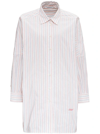Shop Philosophy Di Lorenzo Serafini Oversize Striped Cotton Shirt With Logo In White