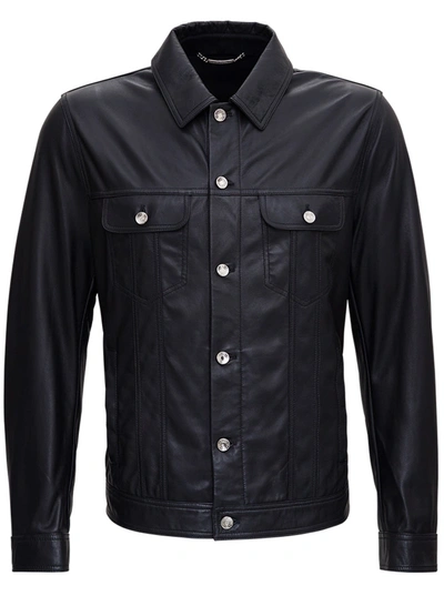 Shop Dolce & Gabbana Black Leather Jacket