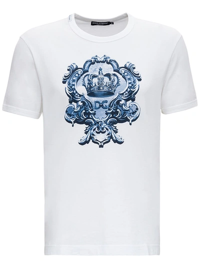 Shop Dolce & Gabbana Jersey T-shirt With Print In White