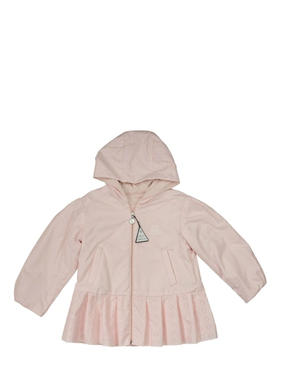Shop Moncler Ariela - Jacket With Hood And Flounce In Powder Pink