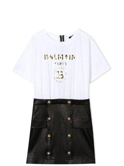 Shop Balmain Dress Model T-shirt In Bianco-nero