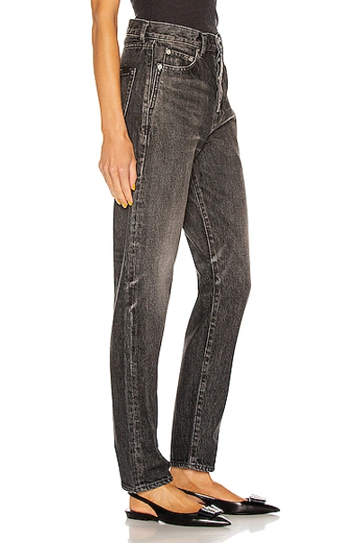 Saint Laurent Cotton Denim Straight Leg Jeans In Dirty Medium Black