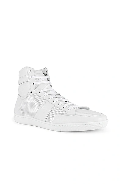Saint Laurent Men's Court Classic Sl/10h High Top Perforated & Grained Leather Sneakers