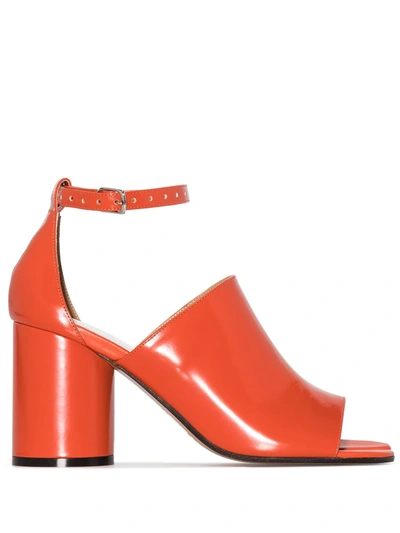 Shop Maison Margiela Open Tabi-toe Leather Sandals In Orange
