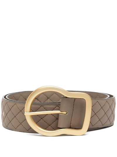 Shop Dorothee Schumacher Diamond Quilted Leather Belt In Neutrals