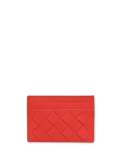 Shop Bottega Veneta Intrecciato Compact Cardholder In Red