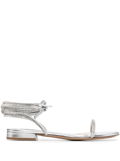 Shop Alexandre Vauthier Amina Crystal-embellished Leather Sandals In Silver