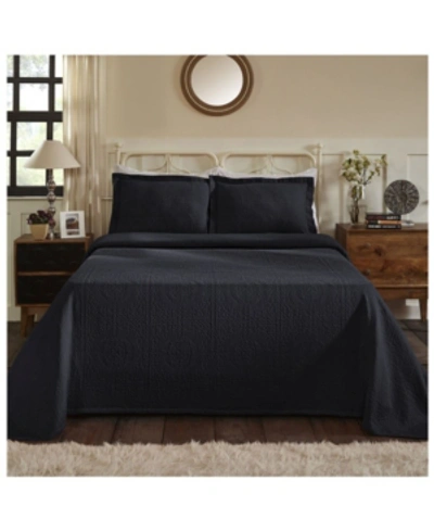 Superior 100% Cotton Fleur De Lis Medallion All-season 2-piece Coverlet Set, Twin In Navy