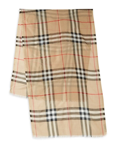 Shop Burberry Women's Giant Check Gauze Scarf In Ash Rose