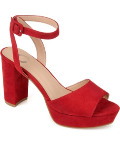 Shop Journee Collection Women's Nairri Platform Block Heel Dress Sandals In Red