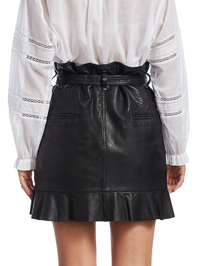 Shop Isabel Marant Étoile Women's Qing Paperbag-waist Leather Skirt In Black
