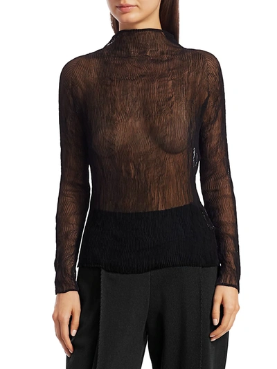 Shop Issey Miyake Women's Chiffon Twist Front Top In Black