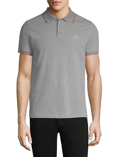 Shop Moncler Men's Cotton Polo Shirt In Light Grey