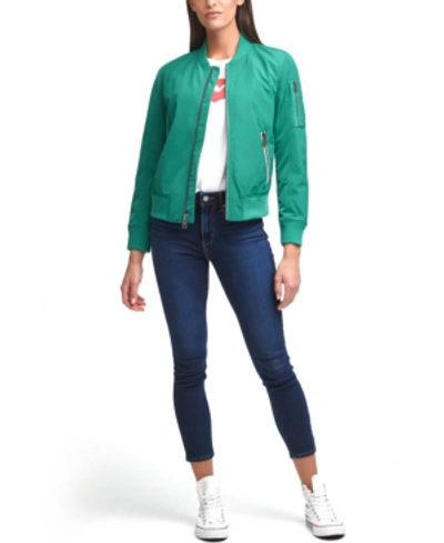 Shop Levi's Women's Zip-detail Bomber Jacket In Emerald