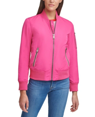 Shop Levi's Women's Zip-detail Bomber Jacket In Fuchsia