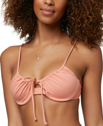 Shop O'neill Juniors' Avalon Saltwater Solids Bikini Top Women's Swimsuit In Canyon Clay