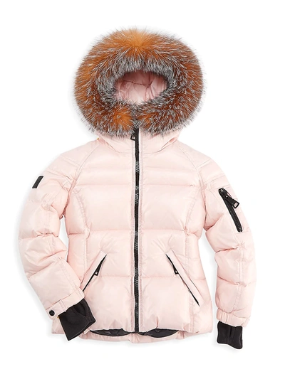 Shop Sam Little Girl's Blake Fur-trim Down Jacket In Ballerina Pink