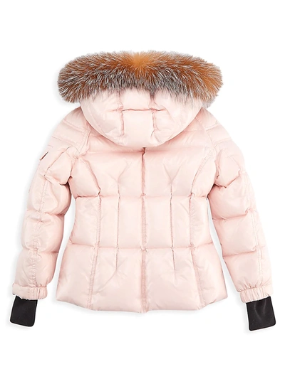 Shop Sam Little Girl's Blake Fur-trim Down Jacket In Ballerina Pink