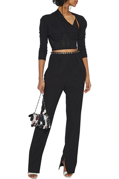 Shop Alexander Wang Draped Modal-jersey And Lace Bustier Top In Black