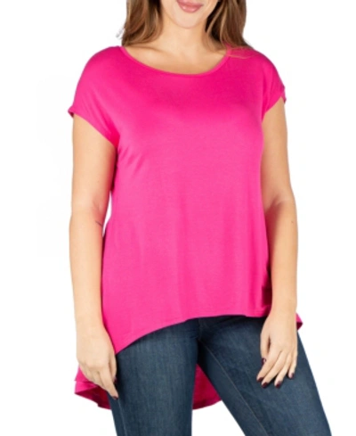 Shop 24seven Comfort Apparel Women's Plus Size High Low T-shirt In Pink