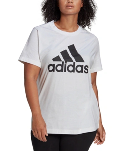 Shop Adidas Originals Adidas Plus Size Women's Badge Of Sport Logo T-shirt In White