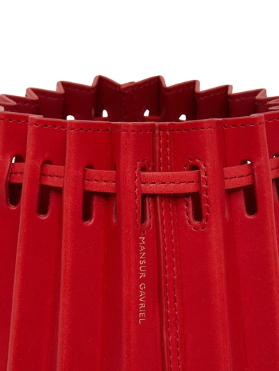 Shop Mansur Gavriel Mini Pleated Leather Bucket Bag In Red